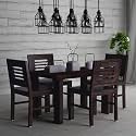 Sheesham Wood Urban 4 Seater Dining Table 4 Chairs Without Cushion | Wooden Dining Room Sets Dinner Table Furniture for Living Room Home Hotels - Walnut Finish