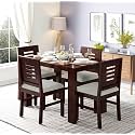 Sheesham Wood Urban 4 Seater Dining Table 4 Chairs with Cushion | Wooden Dining Room Sets Dinner Table Furniture for Living Room Home Hotels - Mahogany Finish