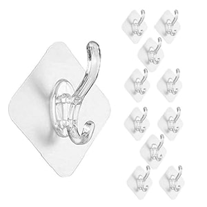 10 pcs - peel amp stick design sticker hooks for walls  long-lasting adhesive wall hook  damage-free removal hooks for hanging  silver wall hanging hooks without drilling  wall stick hook