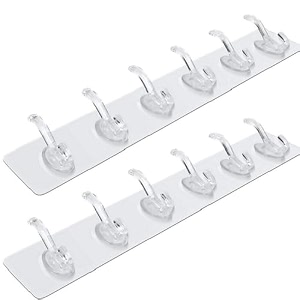 2 pcs - 6 in 1 quick set up amp removal row wall stick hook  no walls damage hooks for hanging  adhesive walls hook suitable for kitchen bedroom amp office  hooks for wall without drilling