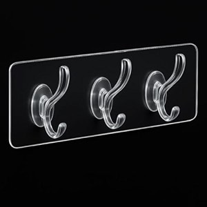  pack of 3 sticker hooks for walls  traceless removal wall stick hook  transparent wall adhesive hooks  no screws or nails hook for hanging  multi-room uses sticky hooks  3 in 1