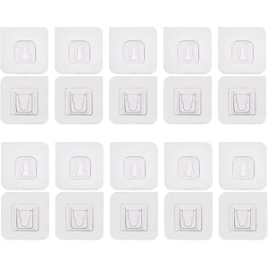 10 pcs transparent self adhesive wall hooks  tool-free installation malefemale double sided wall stick hooks  waterproof amp oil-resistant strong adhesion sticky hooks