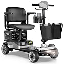 Mobility Scooter for Adults with Spare Battery – 24.8 Miles Total Range, 4-Wheel Foldable Portable Motorized Scooter, 330 lbs Capacity, Dual Baskets, Cup &amp; Phone Holder, Silver