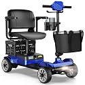 Mobility Scooter for Adults with Spare Battery – 24.8 Miles Total Range, 4-Wheel Foldable Portable Motorized Scooter, 330 lbs Capacity, Dual Baskets, Cup &amp; Phone Holder, Blue