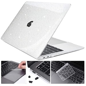 moca compatible with macbook pro 13 inch case m2 2024 2023 2022-2016 a2338 m1 a2251 a2289 a2159 a1989 a1708 a1706 withwithout touch bar plastic hard shell case cover sparkly clear