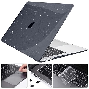 moca compatible with macbook pro 13 inch case m2 2024 2023 2022-2016 a2338 m1 a2251 a2289 a2159 a1989 a1708 a1706 withwithout touch bar plastic hard shell case cover sparkly black