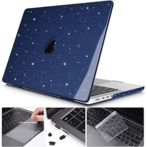 moca compatible with macbook pro 13 inch case m2 2024 2023 2022-2016 a2338 m1 a2251 a2289 a2159 a1989 a1708 a1706 withwithout touch bar plastic hard shell case cover sparkly navy