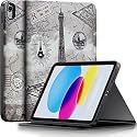 MOCA Case for iPad A16 11th Generation 11 Inch 2025 Case, iPad Case 10th Generation 10.9 Inch Slim Stand Back Protective Smart Cover (Retro Paris.)