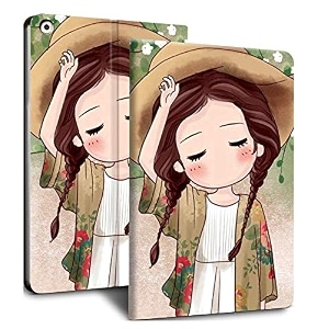 moca soft back magnetic flip cover case for ipad air 2 a1566 a1567 2014 launched ipad flip cover case hat girl