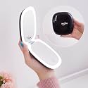 Mocado Compact LED Magnifying Travel Makeup-Mirror - 4 inches 1X/10X Magnification Small Hand Pocket Dimmable Double Sided USB Rechargeable Touch Screen, Portable Tabletop Cosmetic (Black)