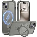MOCCA Magnetic for iPhone 15 Case with Stand,Titanium Gray