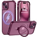 MOCCA Magnetic for iPhone 15 Case with Stand,Wine Red