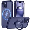 MOCCA Magnetic for iPhone 15 Case with Stand,Deep Blue