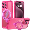 MOCCA Magnetic for iPhone 15 Pro Case with Stand,Hot Pink