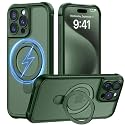 MOCCA Magnetic for iPhone 15 Pro Case with Stand,Dark Green