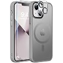 MOCCA Strong Magnetic for iPhone 13 Case, [Compatible with Magsafe][Screen Protector+Camera Lens Protector] Translucent Matte Back Slim Shockproof Case for iPhone 13 Phone Case 6.1", Titanium Gray