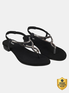 MOCHI BlackEmbellishedT-Strap Women Heels