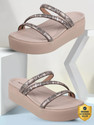 MOCHI PrintedOpenToeFlatform Women Wedges