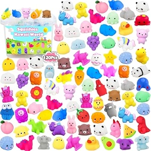 mochi squishies squishy toy 120pcs party favors for kids classroom prize mochi squishy mini kawaii squishies mochi stress reliever toys easter basket stuffers fillers with storage box