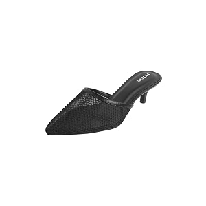 Mochi Womens Mesh Leather Kitten Heel Fashion
