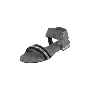 Mochi Women Denim Beaded Slingback Casual Sandals