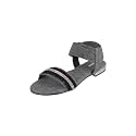 Mochi Women Denim Beaded Slingback Casual Sandals