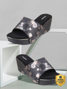 MOCHI Women FloralPrintedWedgeMules Wedges Sandal Black 4
