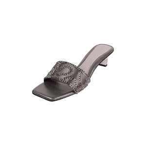 Mochi Women Kitten Heel Slip-on Ethnic Sandal