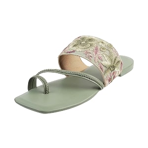 Mochi Women Purple Floral Embroidered Toe Ring