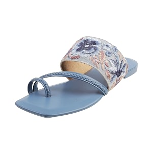 Mochi Women Purple Floral Embroidered Toe Ring