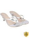 MOCHI Women Silver-TonedKitten Heels Sandal Silver 7