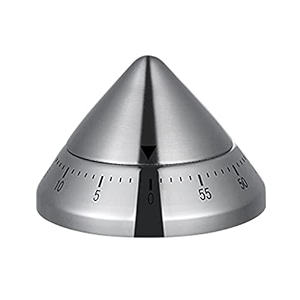 mockery 60-minute mechanical kitchen timer  stainless steel cone-shaped manual cooking amp baking timer with loud ring alarm  no battery required countdown timer