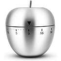 Mockery 60 Minute Apple Shaped Stainless Steel Kitchen Timer with Loud Ring Countdown, Manual Portable Mechanical Alarm Clock for Cooking, Baking, Steaming