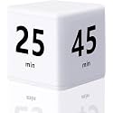 Mockery Cube Kitchen Timer Gravity Sensor Flip Cube Countdown Timer 2.6 Inch for Kids Square Workout Exercise Game 5-15-25-45 Minutes for Time Management (White)
