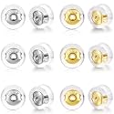 Moconar Earring Backs,18K Gold Silicone Earring Backs for Studs/Droopy Ears Heavy Earrings,No Irritate Hypoallergenice Soft Clear Backings for Women Men