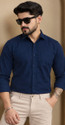 Moda Rapido Men Solid Formal Blue Shirt