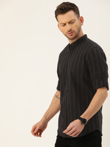 Moda Rapido Men Striped Casual Brown Shirt