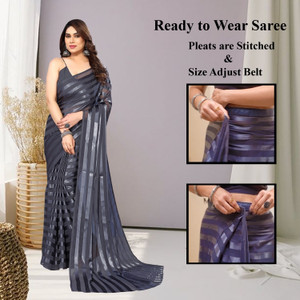 Moda Rapido Striped Bollywood Satin Saree