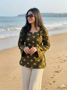 MODAMIA Formal Printed Women Green Top