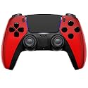 MODDEDZONE Custom Wireless UN-MODDED PRO Controller compatible with PS5 Exclusive Unique Design (Chrome Red)