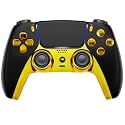 MODDEDZONE Custom Wireless UN-MODDED PRO Controller compatible with PS5 Exclusive Unique Design (Black/Gold)