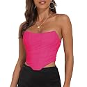 Modegal Women's Strapless Boned Mesh Bustier Corset Bodyshaper Crop Top