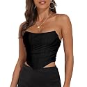 Modegal Women's Strapless Boned Mesh Bustier Corset Bodyshaper Crop Top