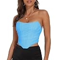 Modegal Women's Strapless Boned Mesh Bustier Corset Bodyshaper Crop Top