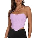Modegal Women's Strapless Boned Mesh Bustier Corset Bodyshaper Crop Top