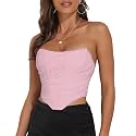 Modegal Women's Strapless Boned Mesh Bustier Corset Bodyshaper Crop Top