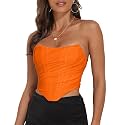 Modegal Women's Strapless Boned Mesh Bustier Corset Bodyshaper Crop Top