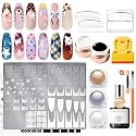 modelones 16Pcs Nail Stamping Kit French Tip Plate Stamper Leopard Plaid