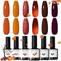 modelones Fall Gel Nail Polish Set 6 Colors, Brown Maple Orange Burgundy