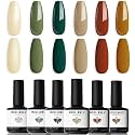 modelones Fall Gel Nail Polish Set, Nude Green Orange Yellow Red Caramel